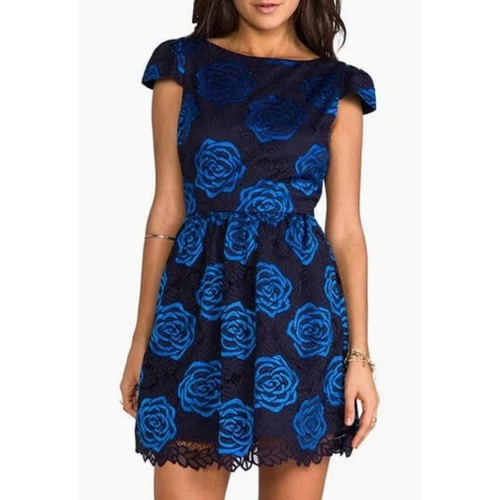 Alicia & Olivia Nelly Black & Blue Lace Dress‎ Sz 2